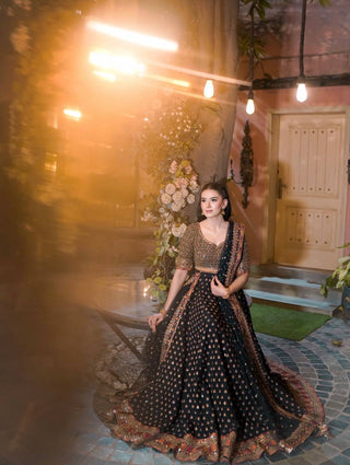 Black Designer Dori Work Lehenga Set Clothsvilla
