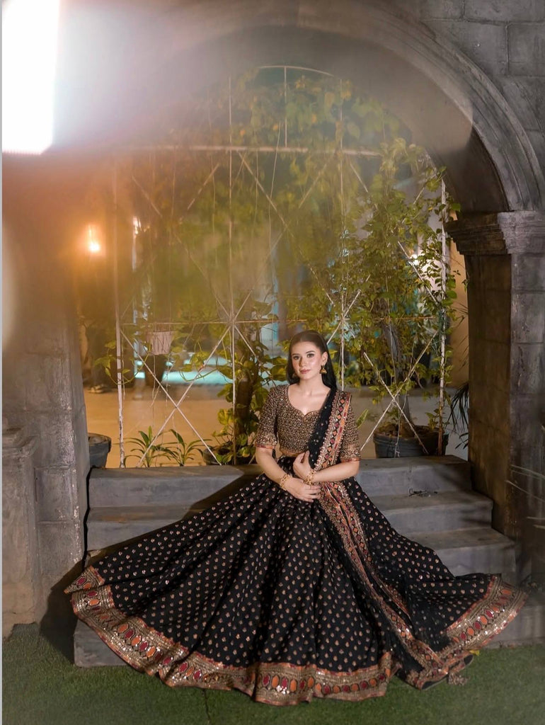 Black Designer Dori Work Lehenga Set Clothsvilla