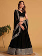 Load image into Gallery viewer, Black Designer Dyeable Faux Blooming Lehenga Choli with 7mm Sequins Embroidery &amp; Lace-Border Dupatta ClothsVilla