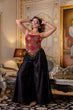 Load image into Gallery viewer, Black Designer Embroidered Bangalori Silk Top with Pure Butti Flairy Palazzo Set ClothsVilla
