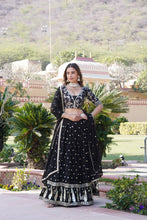 Load image into Gallery viewer, Black Designer Faux Blooming Lehenga Choli with Shimmering Sequins &amp; Lace ClothsVilla