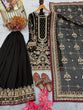 Load image into Gallery viewer, Black Designer Faux Georgette Embroidered Top with Khajuri Crush Palazzo &amp; Matching Dupatta Set ClothsVilla