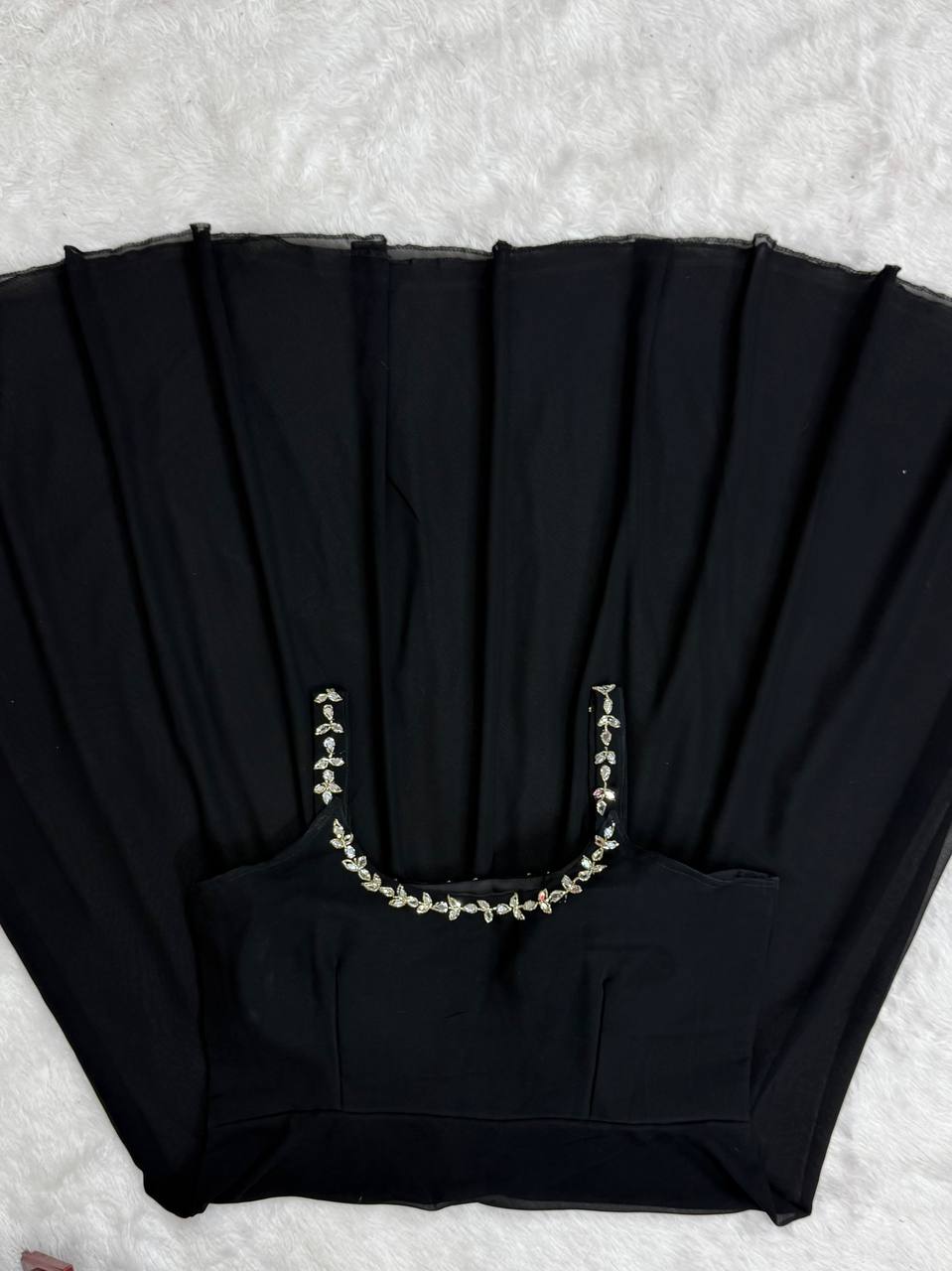 Black Designer Faux Georgette Mirror Handwork Plazzo Set with Dupatta ClothsVilla