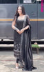 Black Designer Faux Georgette Real Mirror Work Suit Set ClothsVilla