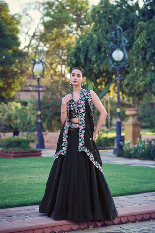Black Designer Frendysilk Lehenga Choli Clothsvilla