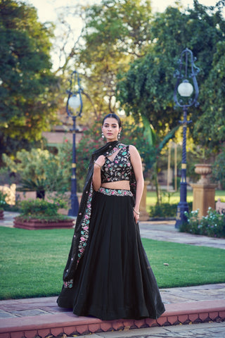 Black Designer Frendysilk Lehenga Choli Clothsvilla