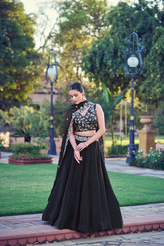 Black Designer Frendysilk Lehenga Choli Clothsvilla
