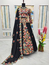 Load image into Gallery viewer, Black Designer Full Stitched Lehenga-Choli Set with Heavy Embroidery ClothsVilla