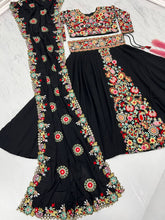 Load image into Gallery viewer, Black Designer Full Stitched Lehenga-Choli Set with Heavy Embroidery ClothsVilla