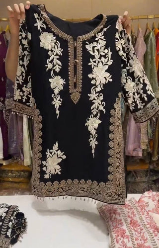 Black Designer Georgette Palazzo Suit ClothsVilla