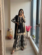 Load image into Gallery viewer, Black Designer Georgette Palazzo Suit ClothsVilla