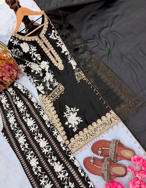 Black Designer Georgette Palazzo Suit ClothsVilla