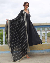 Load image into Gallery viewer, Black Designer Neck Sequence Work Georgette Anarkali Suit with Dupatta ClothsVilla