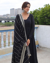 Load image into Gallery viewer, Black Designer Neck Sequence Work Georgette Anarkali Suit with Dupatta ClothsVilla