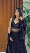 Load image into Gallery viewer, Black Designer Net Sequins &amp; Zari Embroidered Lehenga Choli Set with 3.5 Meter Flair &amp; Matching Dupatta ClothsVilla