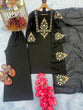 Load image into Gallery viewer, Black Designer Party Wear Top-Plazzo-Dupatta Set – Elegance Redefined Clothsvilla