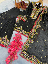 Load image into Gallery viewer, Black Designer Party Wear Top, Plazzo &amp; Dupatta Set Clothsvilla