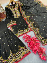 Load image into Gallery viewer, Black Designer Party Wear Top, Plazzo &amp; Dupatta Set Clothsvilla