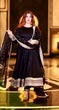 Load image into Gallery viewer, Black Designer Rayon Cotton Anarkali Suit with Heavy Sequins &amp; Zari Embroidery, Pants &amp; Dupatta ClothsVilla