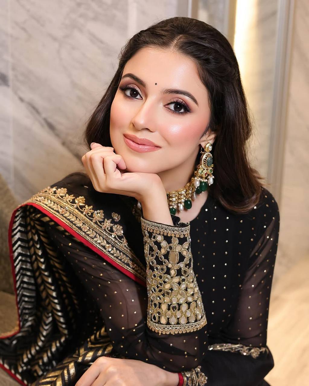 Black Designer Zari Sequins Gown Set ClothsVilla