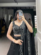 Load image into Gallery viewer, Black Elegance in Every Shade – The Black Beauty Star Satin Lehenga Set Clothsvilla