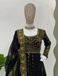 Load image into Gallery viewer, Black Elegant Anarkali Plazo Set with Dupatta – Faux Georgette &amp; Sequins Work ClothsVilla