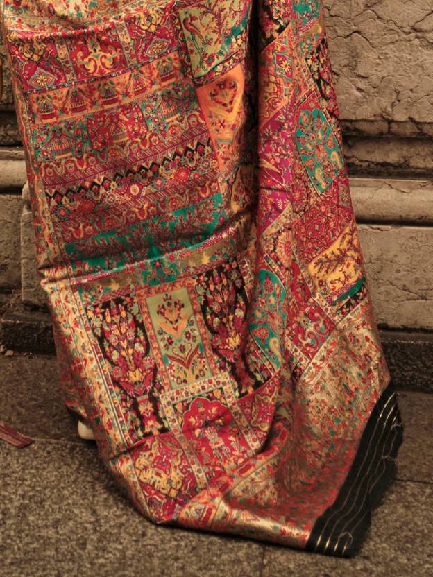 Black Elegant Banarasi Silk Blend Woven Saree with Unstitched Blouse Piece ClothsVilla