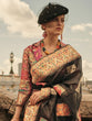 Load image into Gallery viewer, Black Elegant Banarasi Silk Blend Woven Saree with Unstitched Blouse Piece ClothsVilla