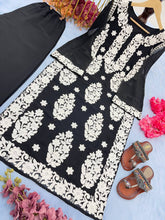 Load image into Gallery viewer, Black Elegant Chikankari Designer Kurta &amp; Bottom Set – Perfect Ethnic Look ClothsVilla