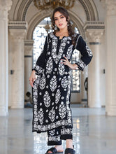 Load image into Gallery viewer, Black Elegant Chikankari Designer Kurta &amp; Bottom Set – Perfect Ethnic Look ClothsVilla