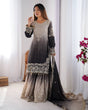 Load image into Gallery viewer, Black Elegant Chinon Silk Ensemble – Top, Plazo &amp; Dupatta ClothsVilla