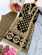 Load image into Gallery viewer, Black Elegant Designer Party Wear Top, Bottom, and Dupatta Set ClothsVilla