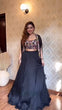 Load image into Gallery viewer, Black Elegant Dhoti Style Ensemble with Shrug &amp; Unstitched Choli ClothsVilla
