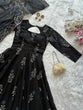 Load image into Gallery viewer, Black Elegant Digital Printed Cotton Anarkali Gown with Dupatta – Full-Length, Ready to Wear ClothsVilla