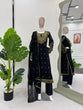 Load image into Gallery viewer, Black Elegant Embroidered Georgette Suit Set ClothsVilla