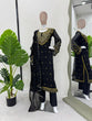 Load image into Gallery viewer, Black Elegant Embroidered Georgette Suit Set ClothsVilla