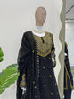 Load image into Gallery viewer, Black Elegant Embroidered Georgette Suit Set ClothsVilla