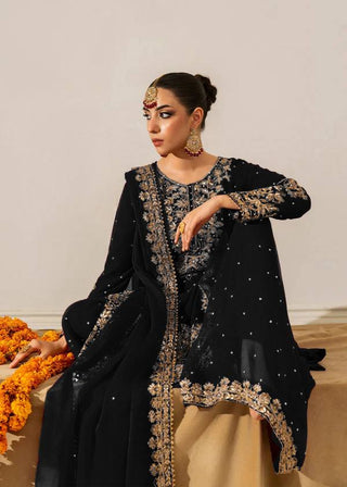 Black Elegant Faux Georgette Coding & Sequence Work Palazzo Set with Rivet Moti Detailing and Dupatta ClothsVilla
