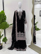 Load image into Gallery viewer, Black Elegant Faux Georgette Coding &amp; Sequence Work Palazzo Set with Rivet Moti Detailing and Dupatta ClothsVilla