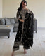 Black Elegant Faux Georgette Embroidered 3-Piece Suit Set with Lace Border Dupatta ClothsVilla