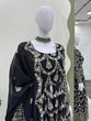 Load image into Gallery viewer, Black Elegant Faux Georgette Embroidered Suit with Micro Cotton Pant