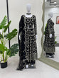 Load image into Gallery viewer, Black Elegant Faux Georgette Embroidered Suit with Micro Cotton Pant