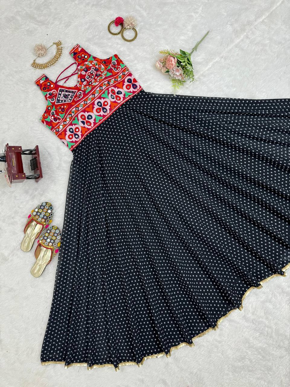 Black Elegant Faux Georgette Gown– A Fusion of Tradition & Style ClothsVilla
