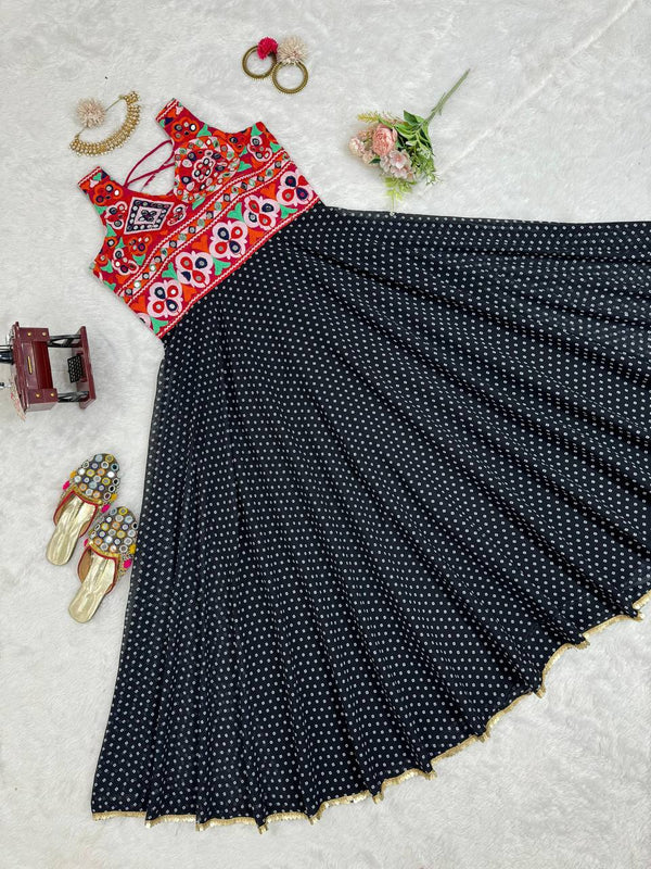 Black Elegant Faux Georgette Gown– A Fusion of Tradition & Style ClothsVilla