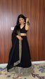 Black Elegant Faux Georgette Lehenga Choli Set with Sequins & Lace Dupatta ClothsVilla