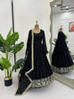 Load image into Gallery viewer, Black Elegant Faux Georgette Long Gown Set with Dupatta Clothsvilla