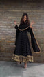 Load image into Gallery viewer, Black Elegant Faux Georgette Long Gown Set with Dupatta Clothsvilla