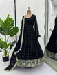 Load image into Gallery viewer, Black Elegant Faux Georgette Long Gown Set with Dupatta Clothsvilla