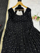 Load image into Gallery viewer, Black Elegant Faux Georgette Long Gown Set with Dupatta Clothsvilla