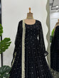 Load image into Gallery viewer, Black Elegant Faux Georgette Long Gown Set with Dupatta Clothsvilla